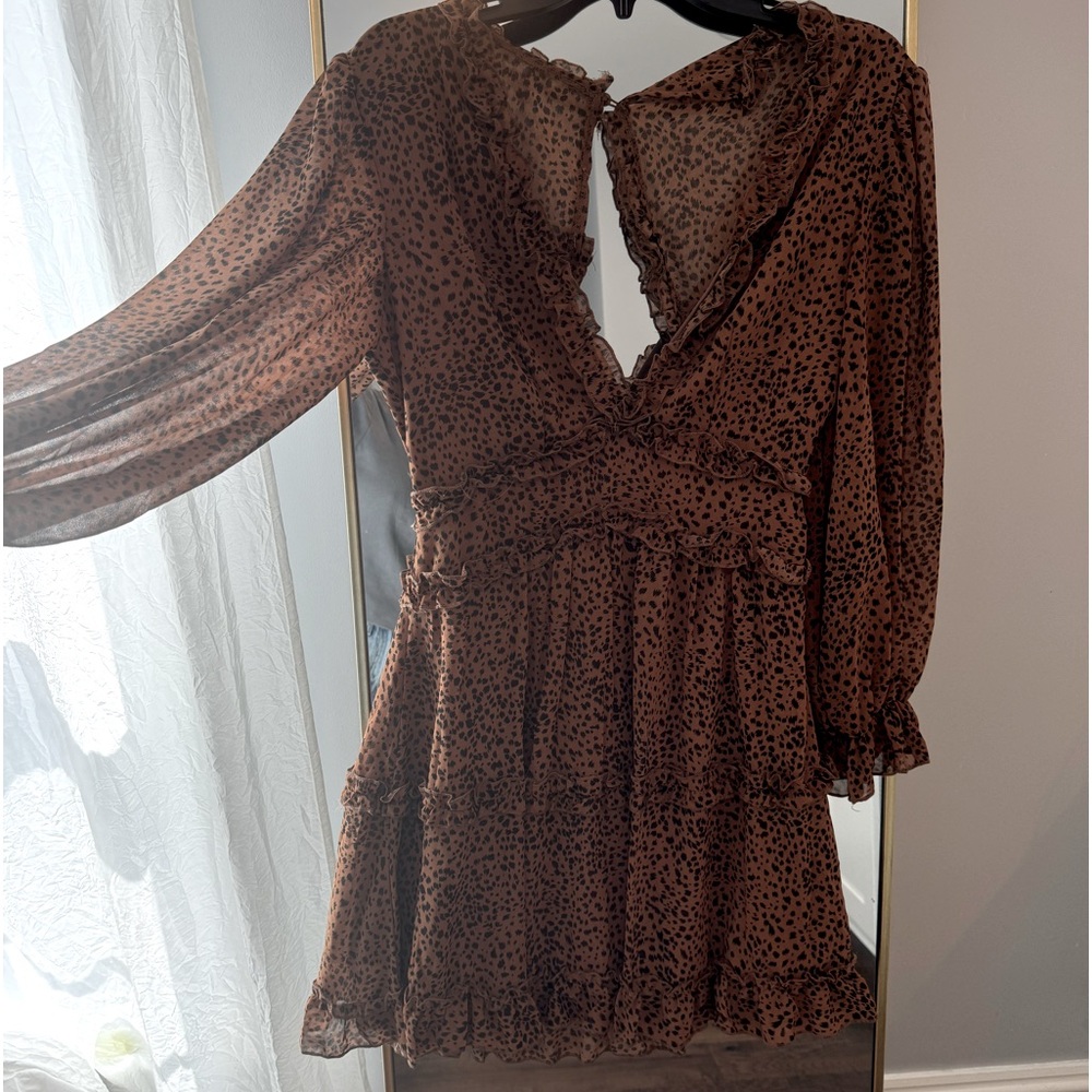 Animal print opened back mini dress
